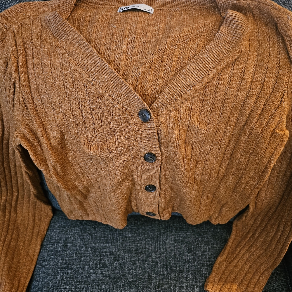 SO Women's Tan Button-Up Cardigan